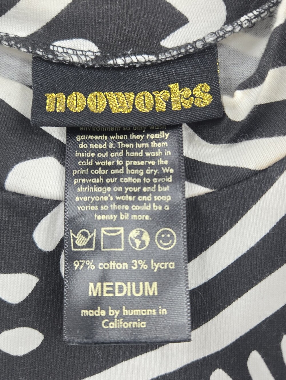 Nooworks Dress Black  White Sleeveless Ripple Print Midi Pockets - Picture 3 of 13